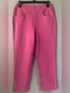 Belle by Kim Gravel Ponte Hot Pink Pull-On Knit Pants